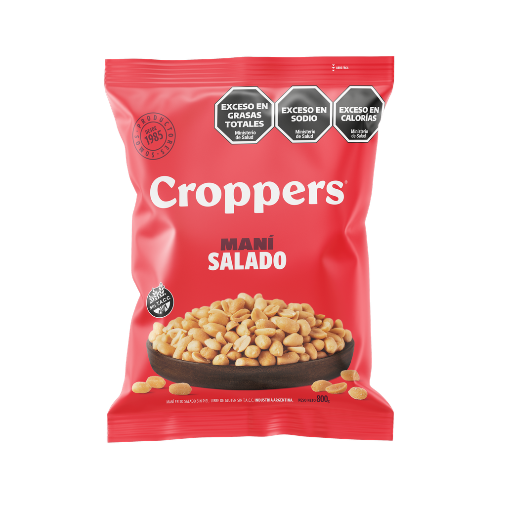 Maní Frito Salado Sin Piel Croppers x800g (x6)