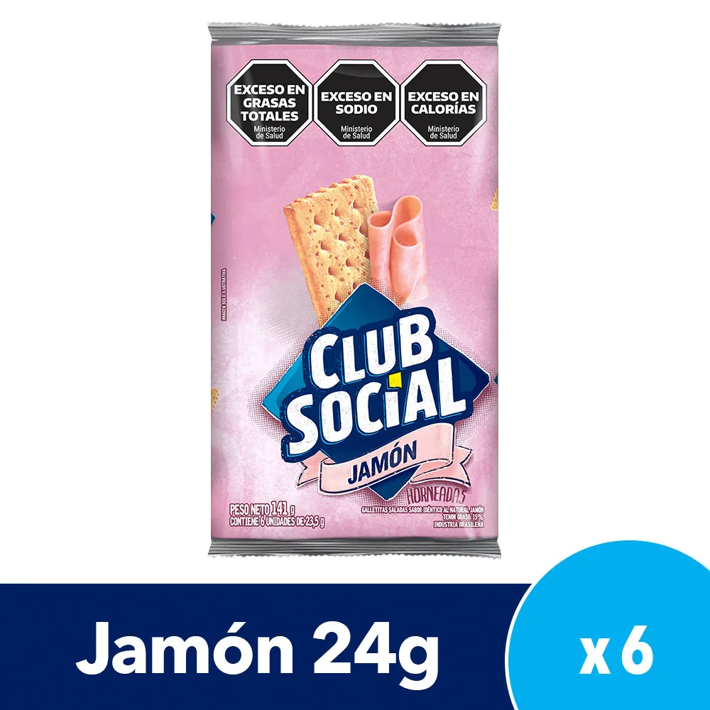 Galletitas Club Social Jamón x6x23,5g (44x6)
