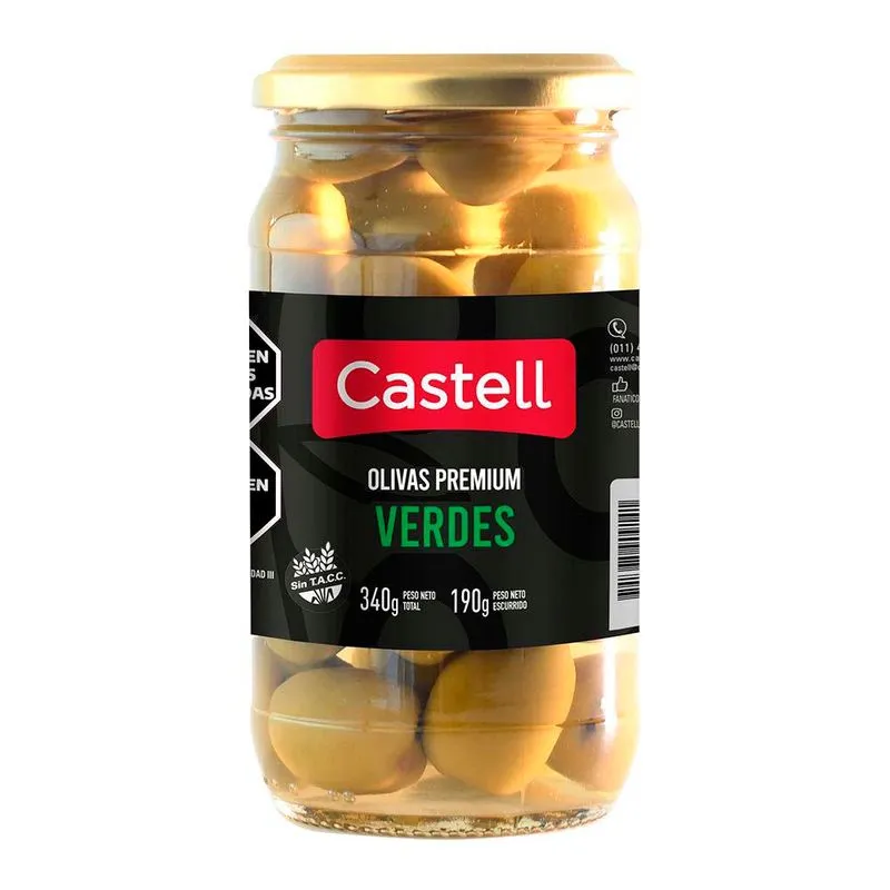 Aceitunas Verdes Premium Castell x190g (x12)