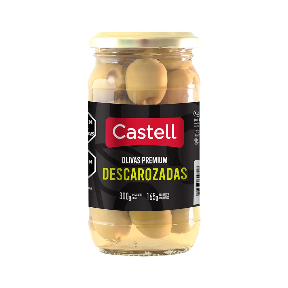 Aceitunas Verdes Descarozadas Premium Castell x165g (x12)