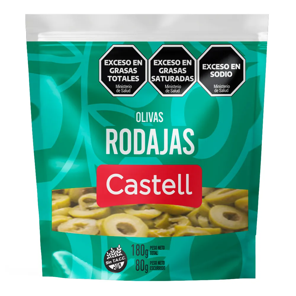 Aceitunas Verdes en Rodajas Castell DP x80g (x16)