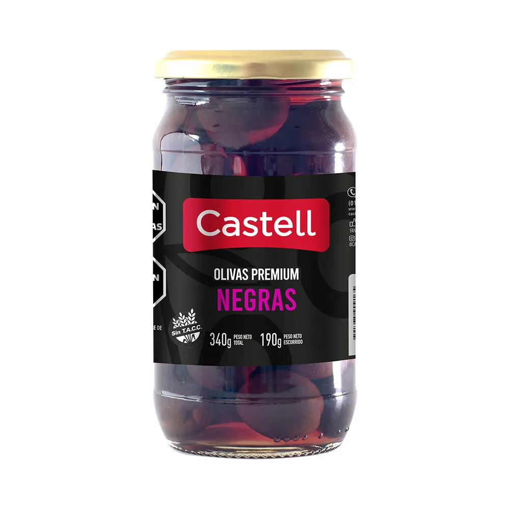 Aceitunas Negras Premium Castell x190g (x12)