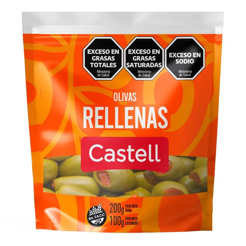 Aceitunas Verdes Rellenas Castell D/P x100g (x16)