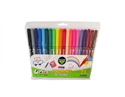 [100592] Marcadores Escolares Pizzini Finos 20 Colores (x12)