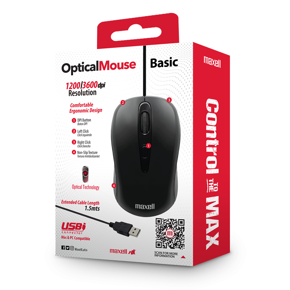 Mouse USB Maxell MOWR-101 Negro