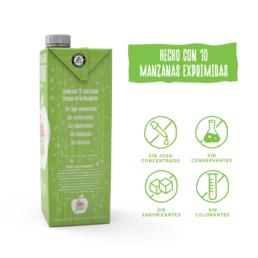 Jugo 100% Exprimido Pura Frutta Manzana verde 1000ml