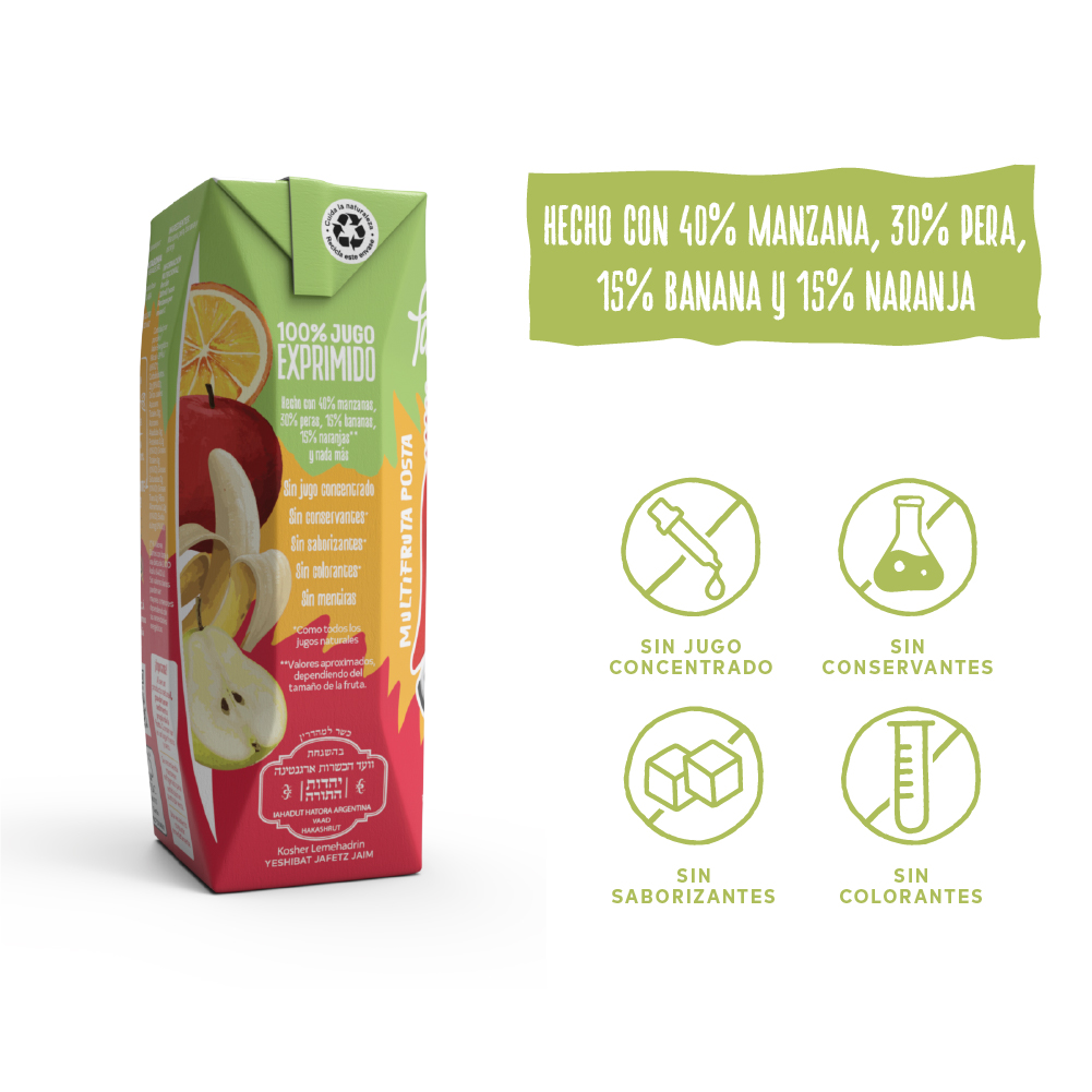 Jugo 100% Exprimido Pura Frutta Multifruta Kids 250ml