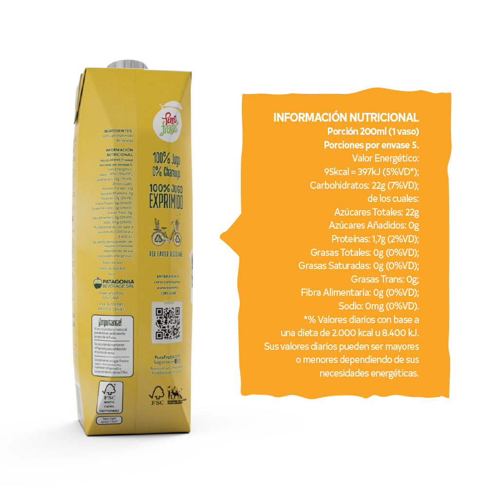 Jugo 100% Exprimido Pura Frutta Naranja Prisma x1000ml