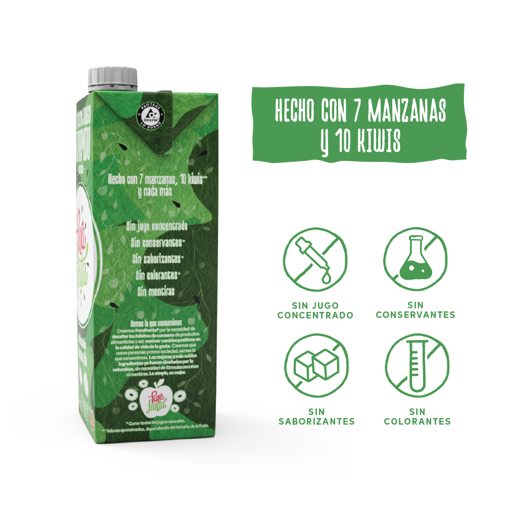Jugo 100% Exprimido Pura Frutta de Manzana y Kiwi 1000ml