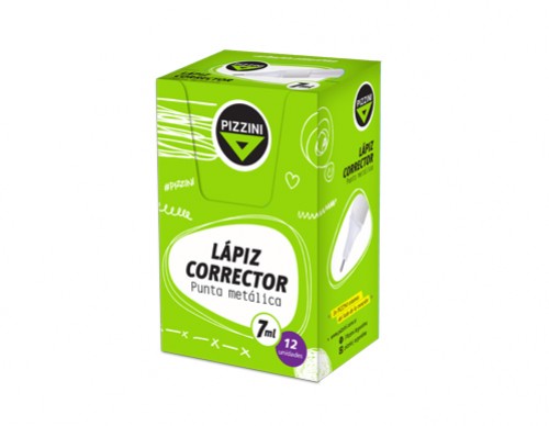 Lápiz Corrector Pizzini Punta Metálica x7ml (x12)
