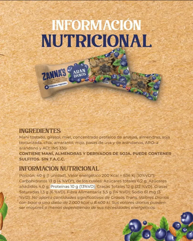 Barra Zanna's Sabor Arándanos x40g (24x12)