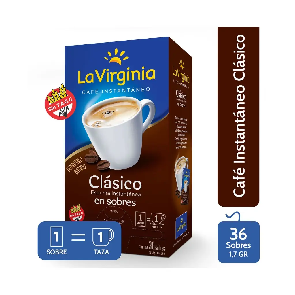 Café Instantáneo Clásico En Sobre La Virginia 36x1,7g (x6)