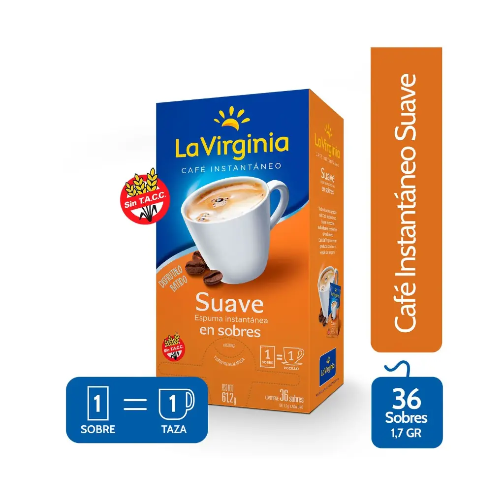 Café Instantáneo Suave En Sobre La Virginia 36x1,7g (x6)