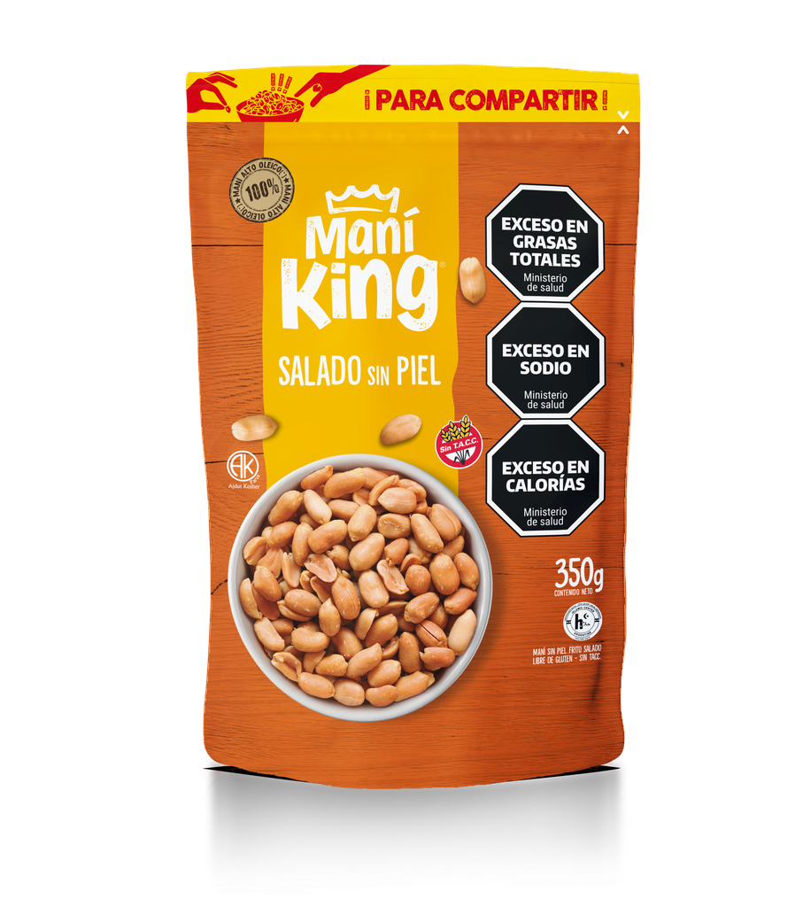 Maní King Frito Salado sin Piel x350g (x20)