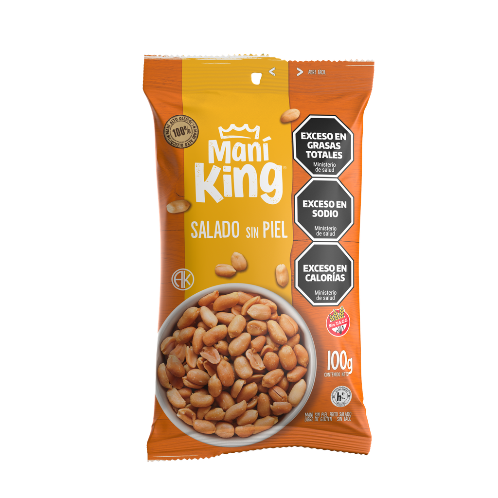 Maní King Frito Salado sin Piel x100g (x15)