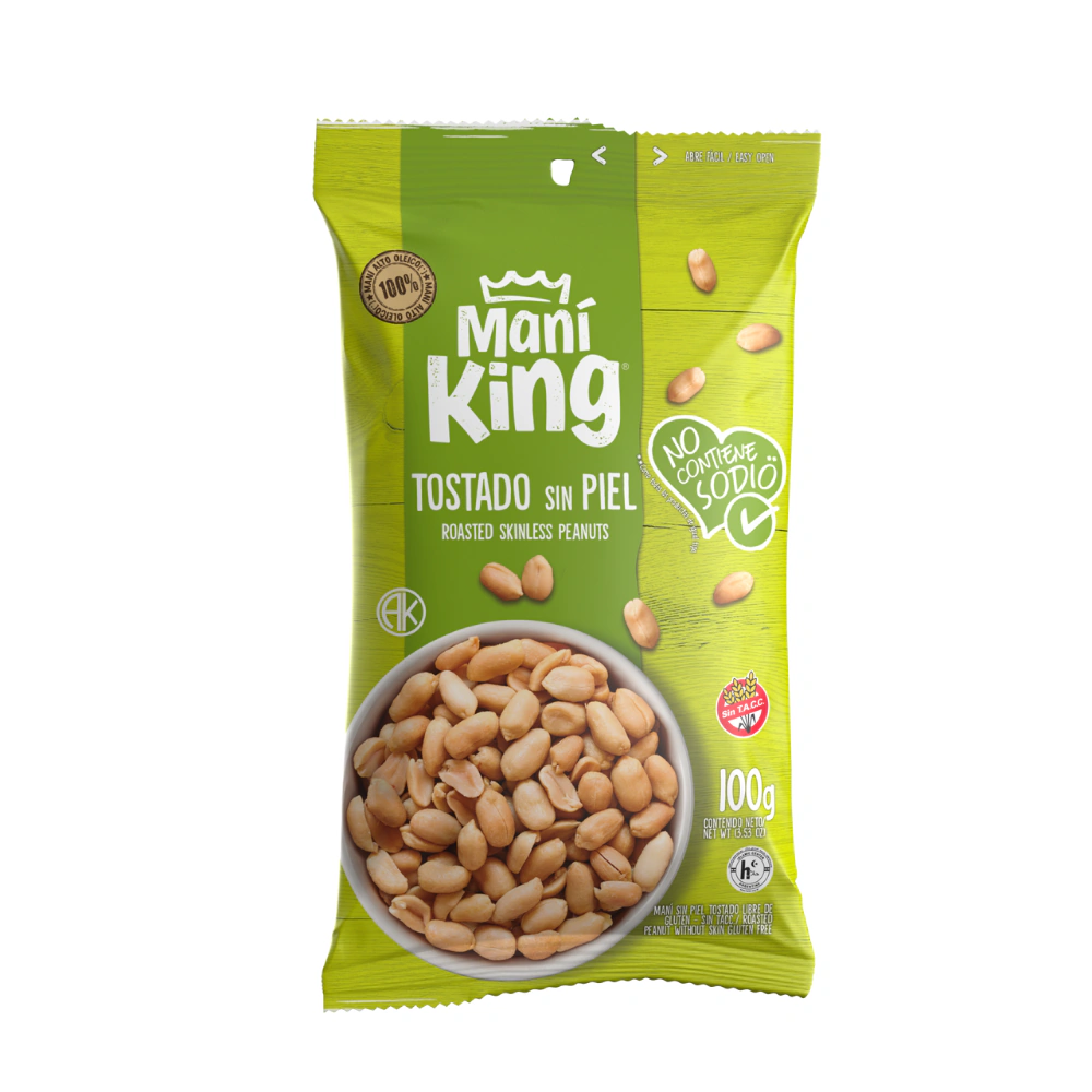 Maní King Tostado sin Piel ni Sal x100g (x15)