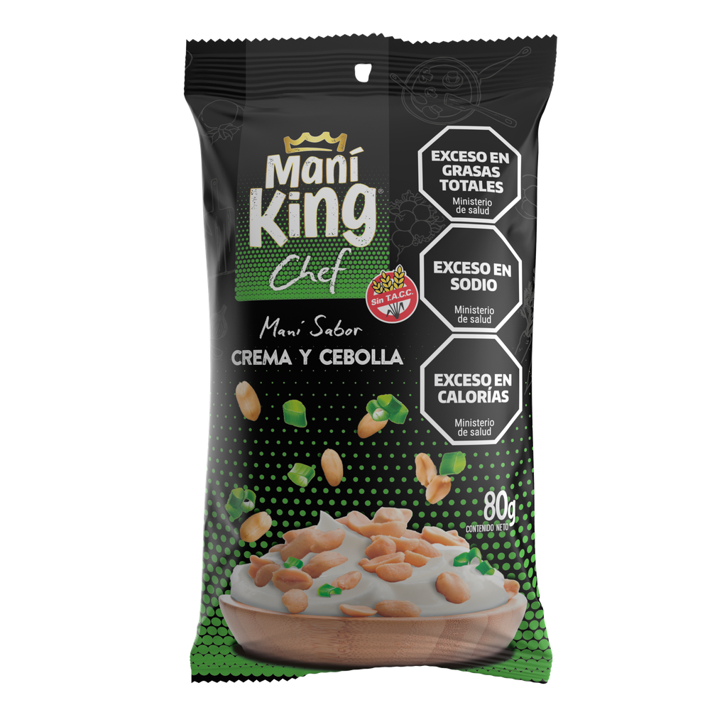 Maní King Saborizado Crema y Cebolla x80g (x15)