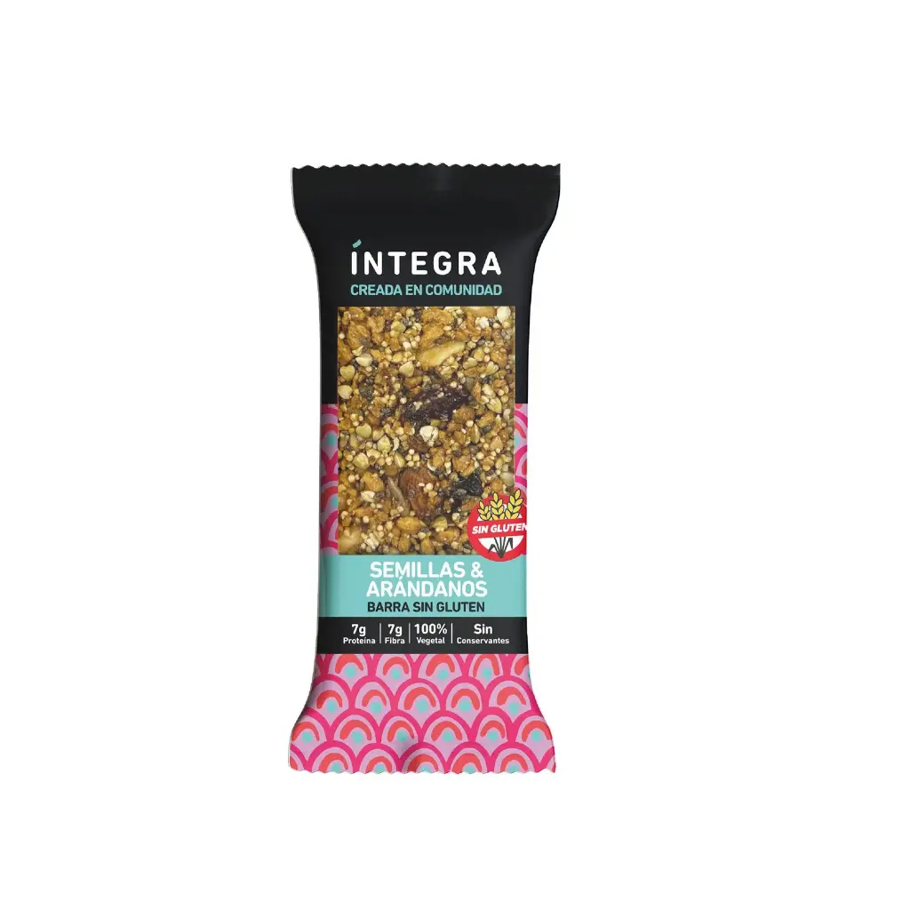 Barra Integra sin Gluten Semillas y Arándanos x38g (16x10)