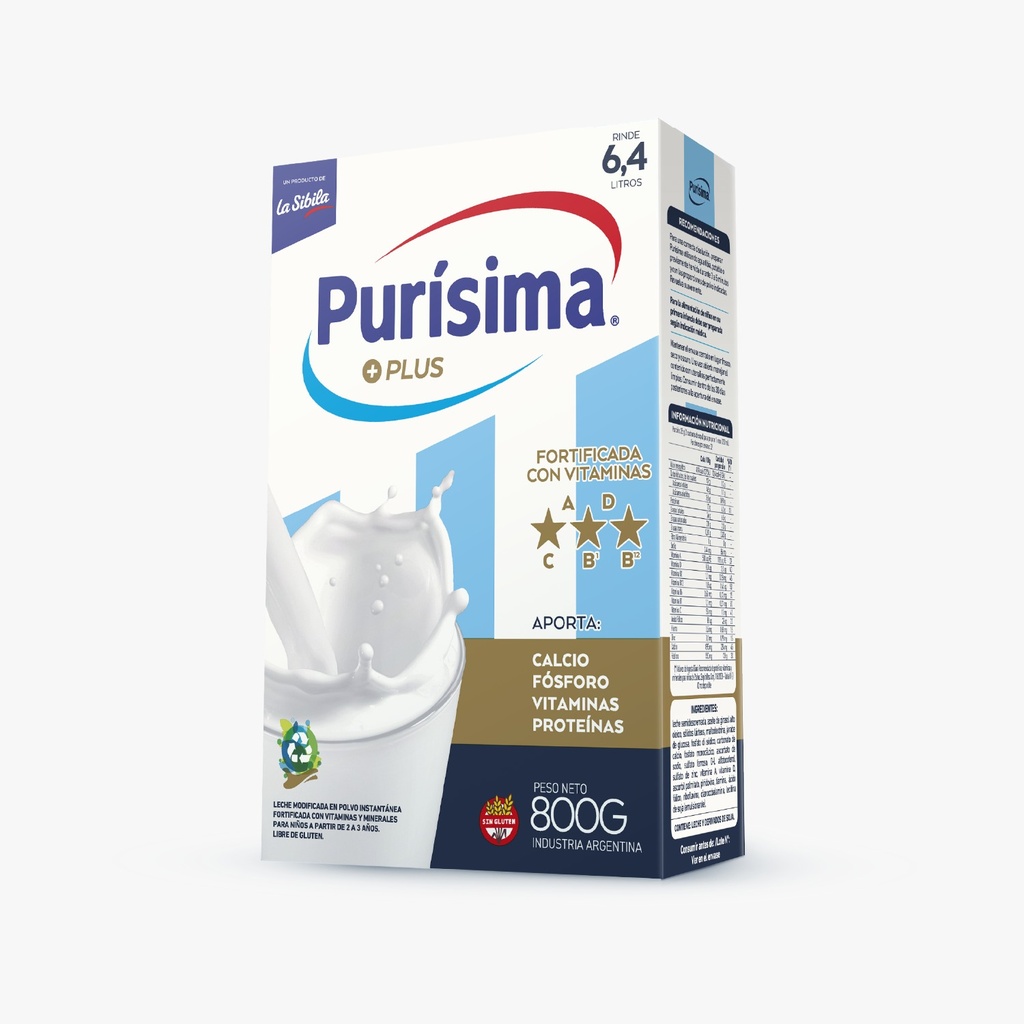Leche en Polvo Purísima Plus Estuche x800g (x12)