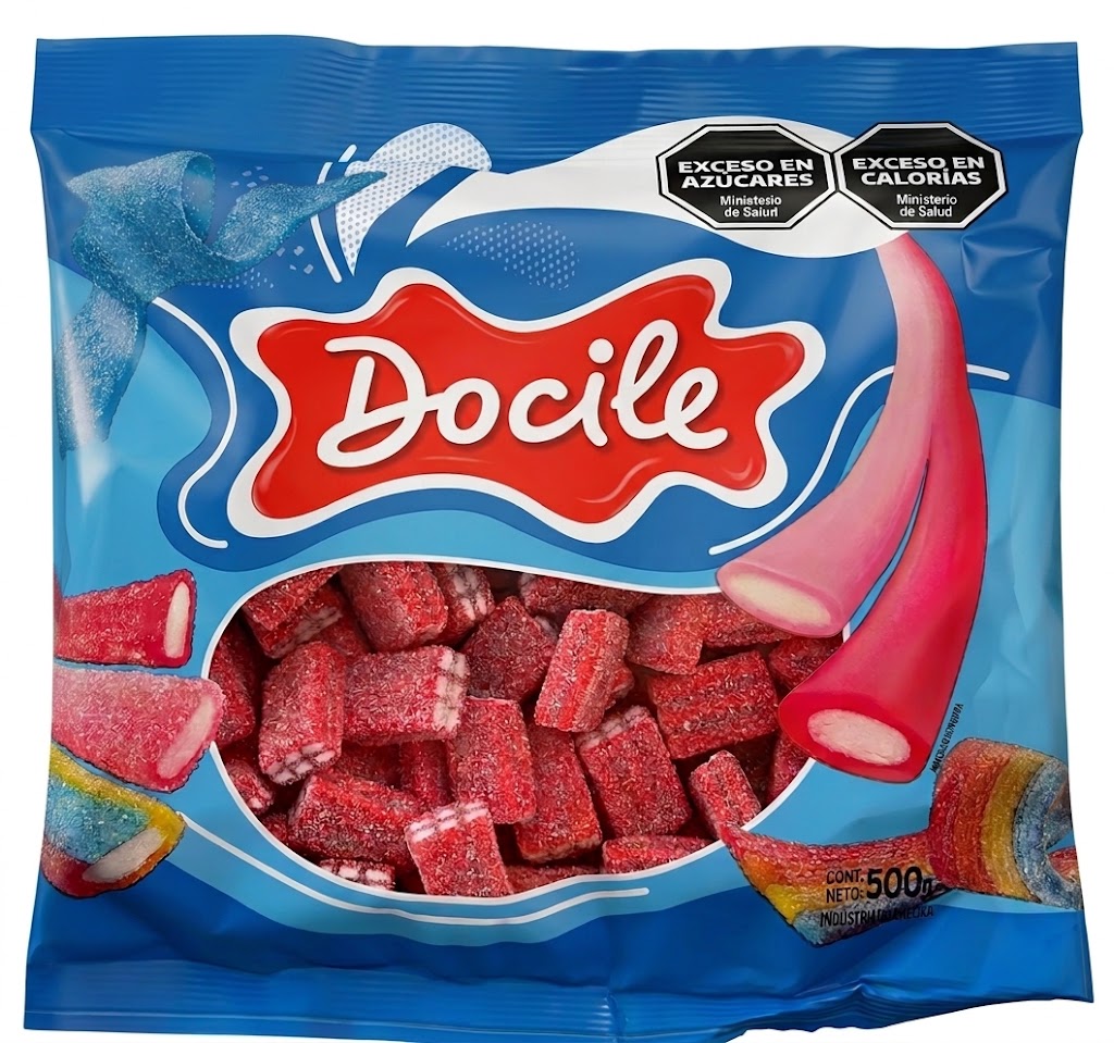 Goma Docile Ladrillos Ácidos Frutilla x500g (x12)