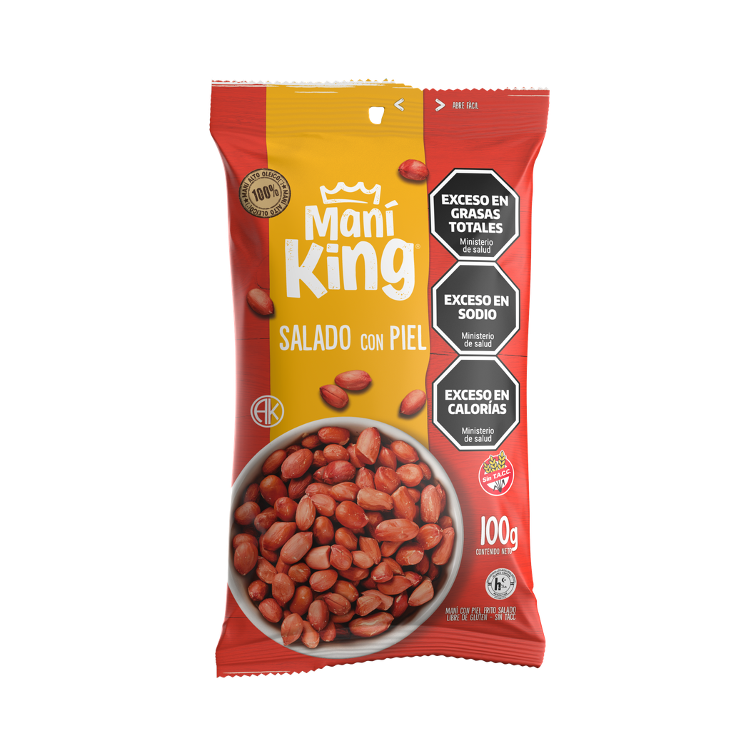 Maní King Frito Salado con Piel x100g (x15)