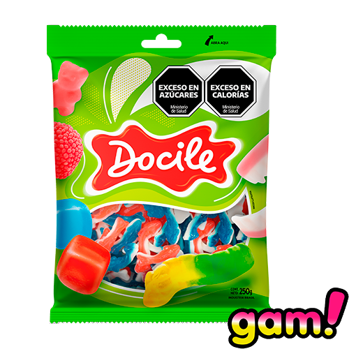 Goma Docile Tiburón Rojo y Azul x250g (x12)