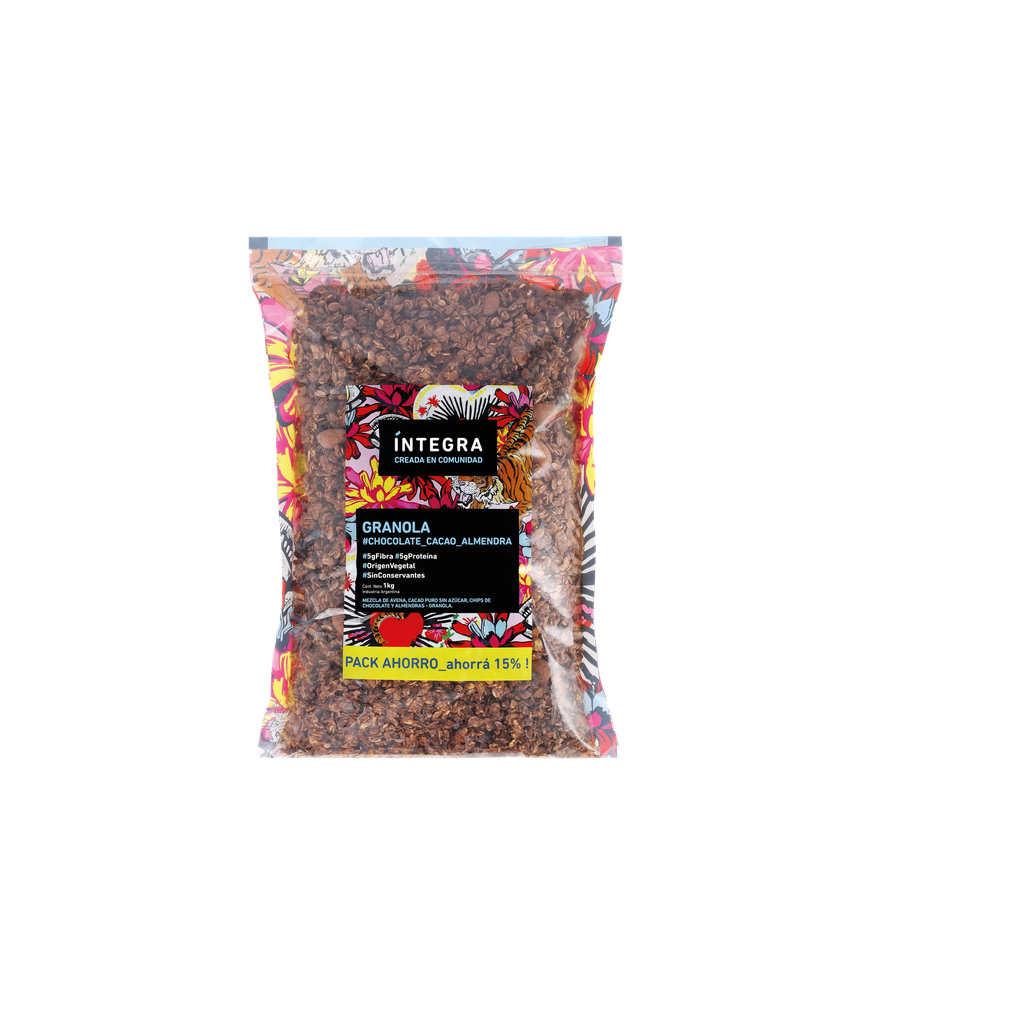Granola Integra Chocolate, Cacao y Almendra x1kg (x15)
