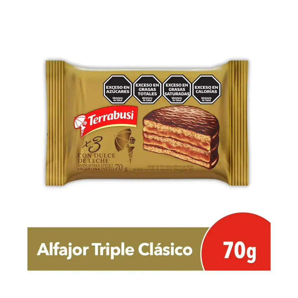 Alfajor Terrabusi Triple Dulce de Leche 36x70g.