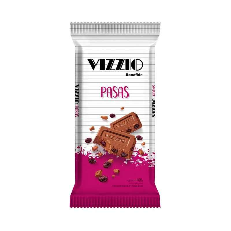 Chocolate Vizzio Pasas 6x12x100g.