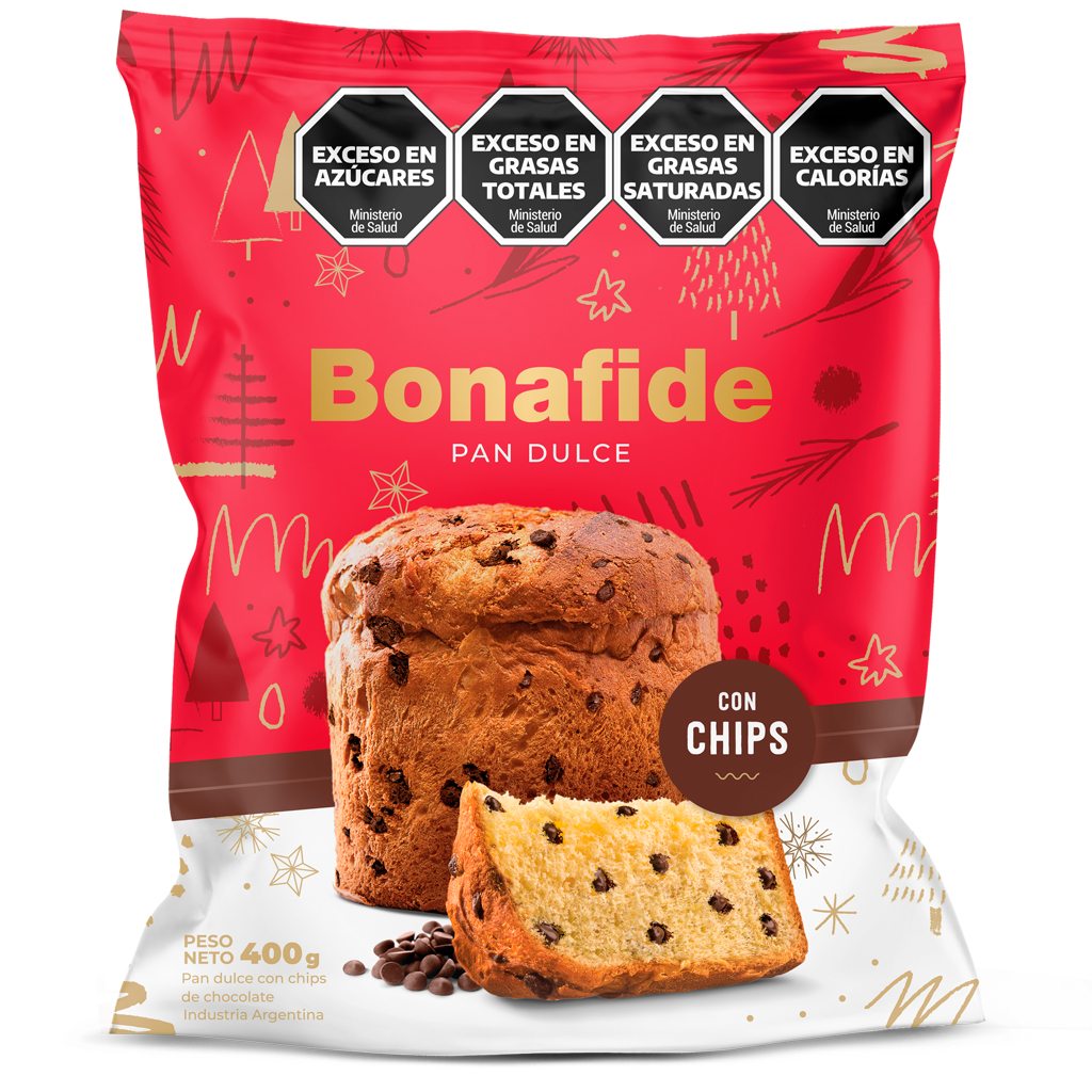 Pan Dulce Bonafide con Chips Chocolate x400g (x6)