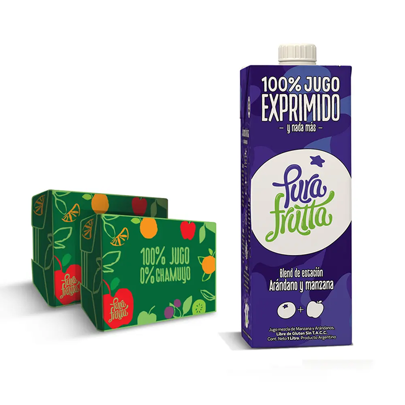 Jugo PuraFrutta Manzana y Arándanos x1 L (x8)