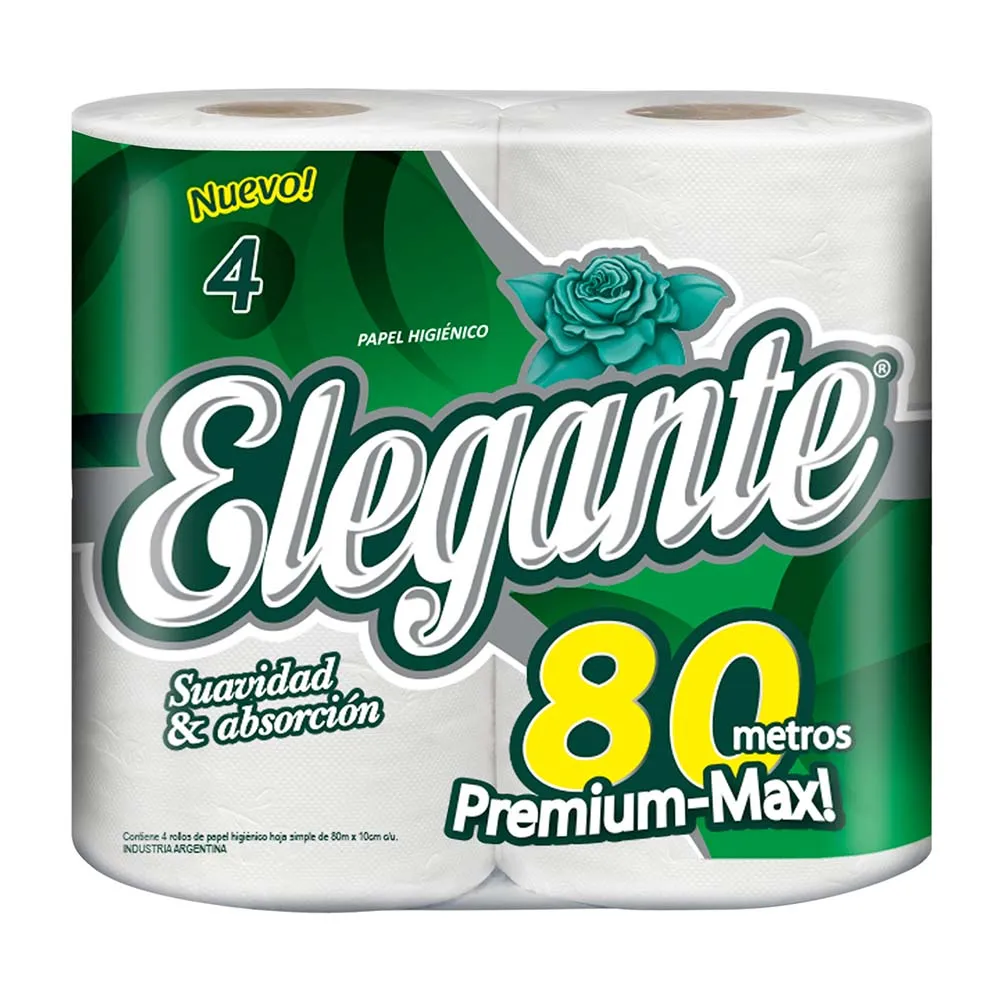 Papel Higiénico Elegante 4x80m Premium S/H (x10)