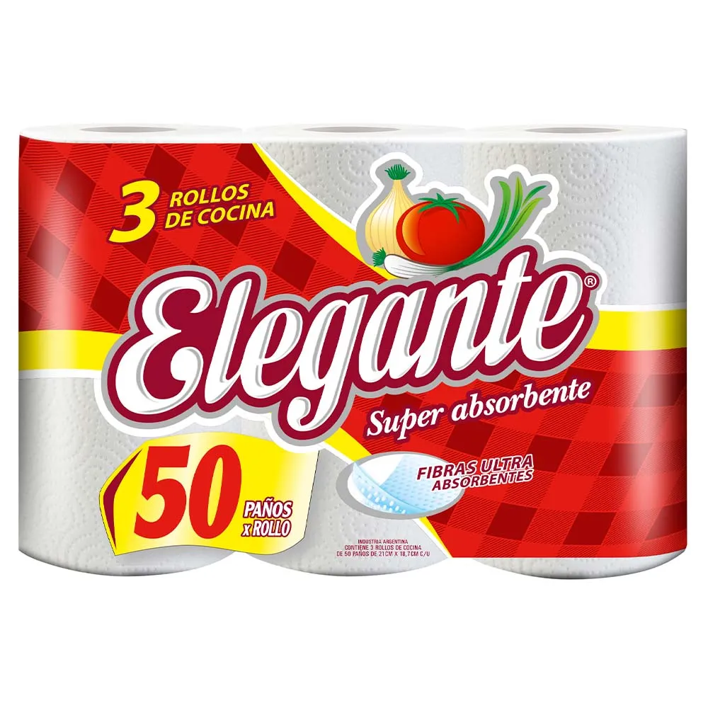 Rollo Cocina Elegante 3x50 Paños (x8)
