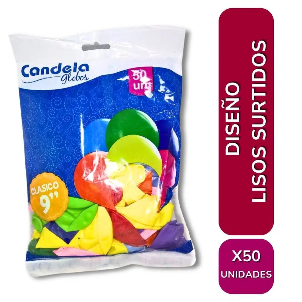 Globos 9" Lisos x50u (x100)