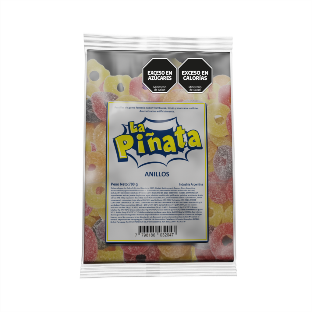 Goma La Piñata Anillos Crunch x700g (x8)