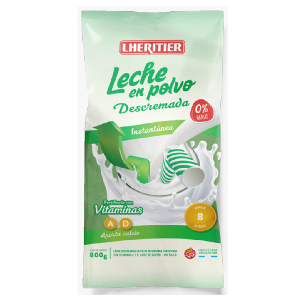 Leche Descremada en Polvo Lheritier x800g (x8)