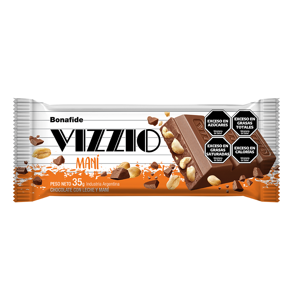 Chocolate Vizzio con Leche y Maní x35g (8x20)