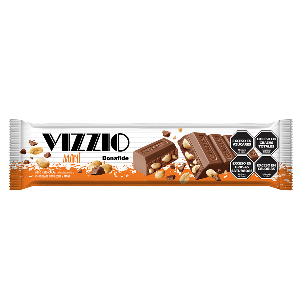 Chocolate Vizzio con Leche y Maní x85g (6x14)
