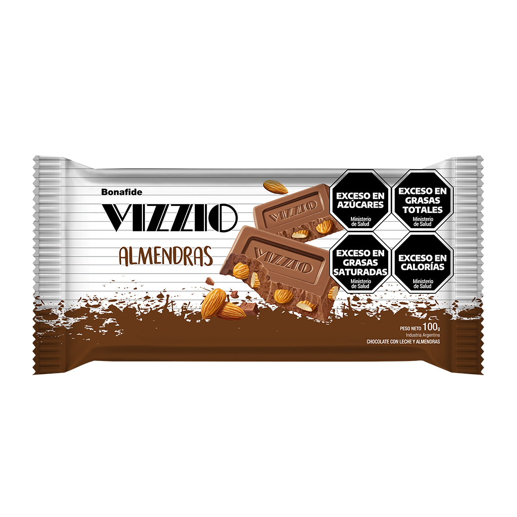 Chocolate Vizzio con Leche y Almendras x100g (6x12)