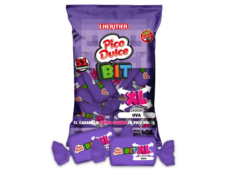 Caramelo Masticable Pico Dulce BIT Uva x408g (x12)