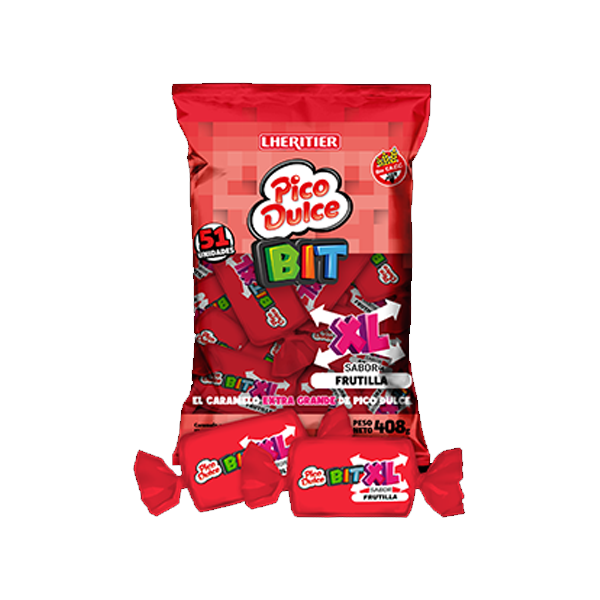 Caramelo Masticable Pico Dulce BIT Frutilla x408g (x12)