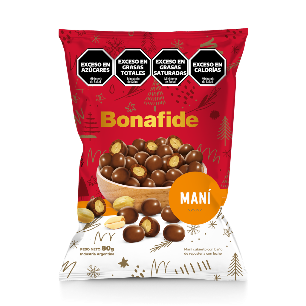 Maní Bonafide Cubierto con Baño Leche x80g (x20)