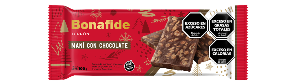 Turrón Bonafide Chocolate con Mani x100g (x40)