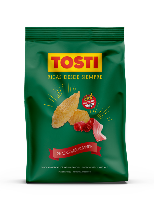 Snack de Arroz Tosti Jamón x70g (x16)
