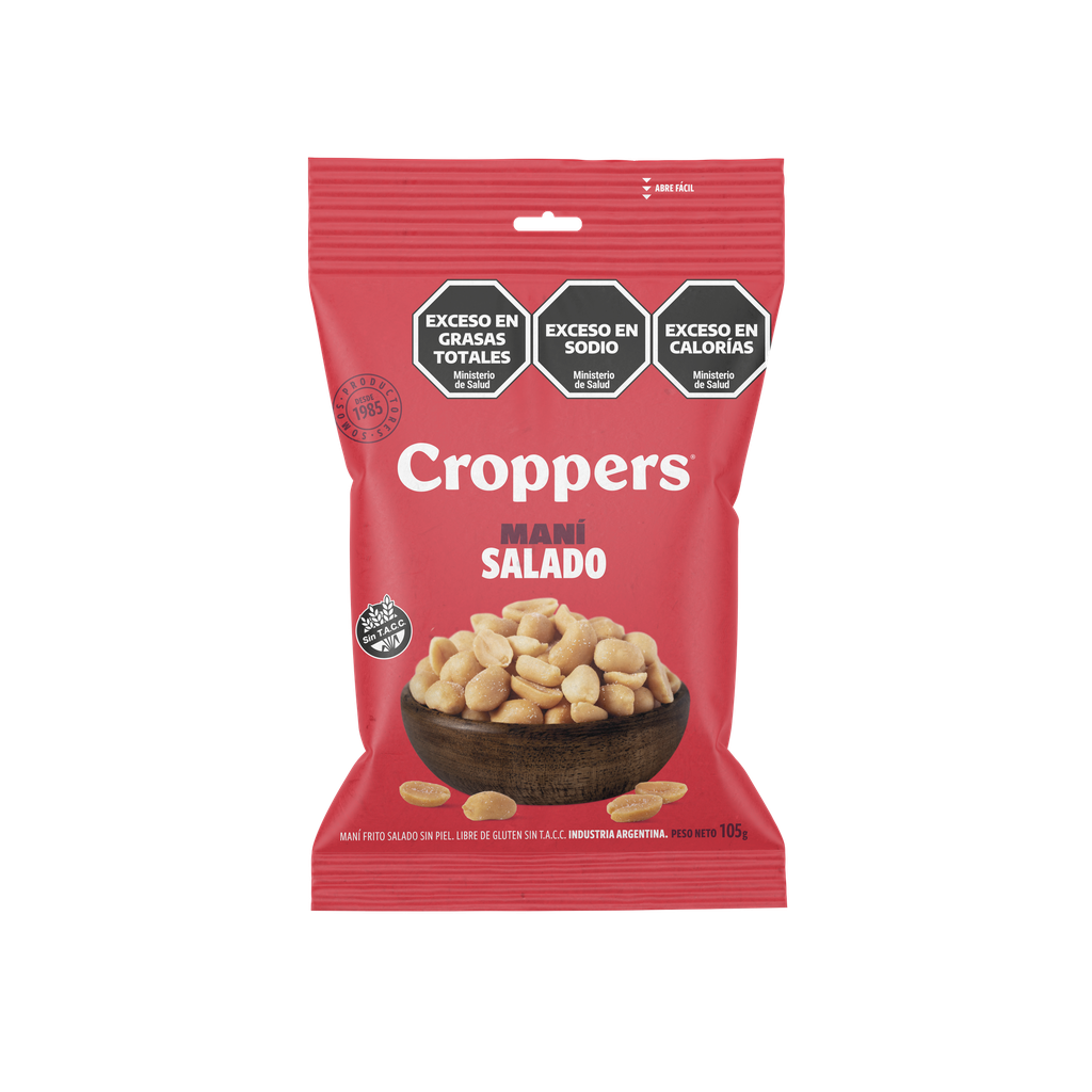 Maní Frito Salado Sin Piel Croppers x105g (x40)