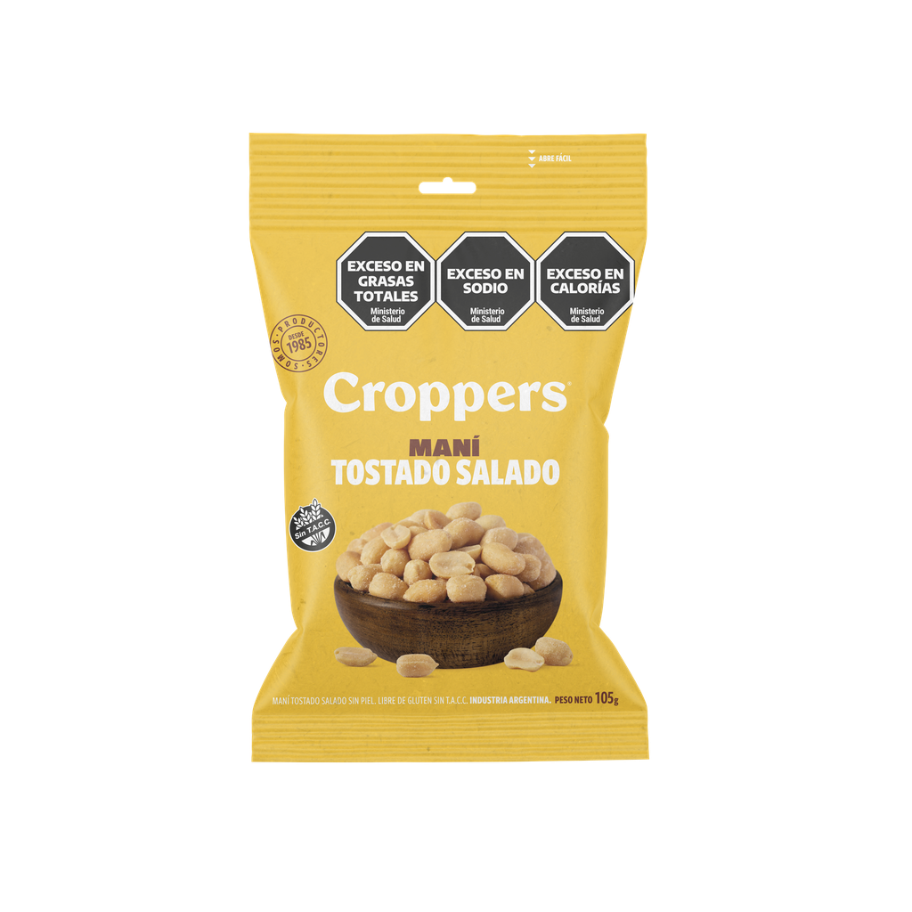 Maní Tostado Salado Croppers x105g (x40)