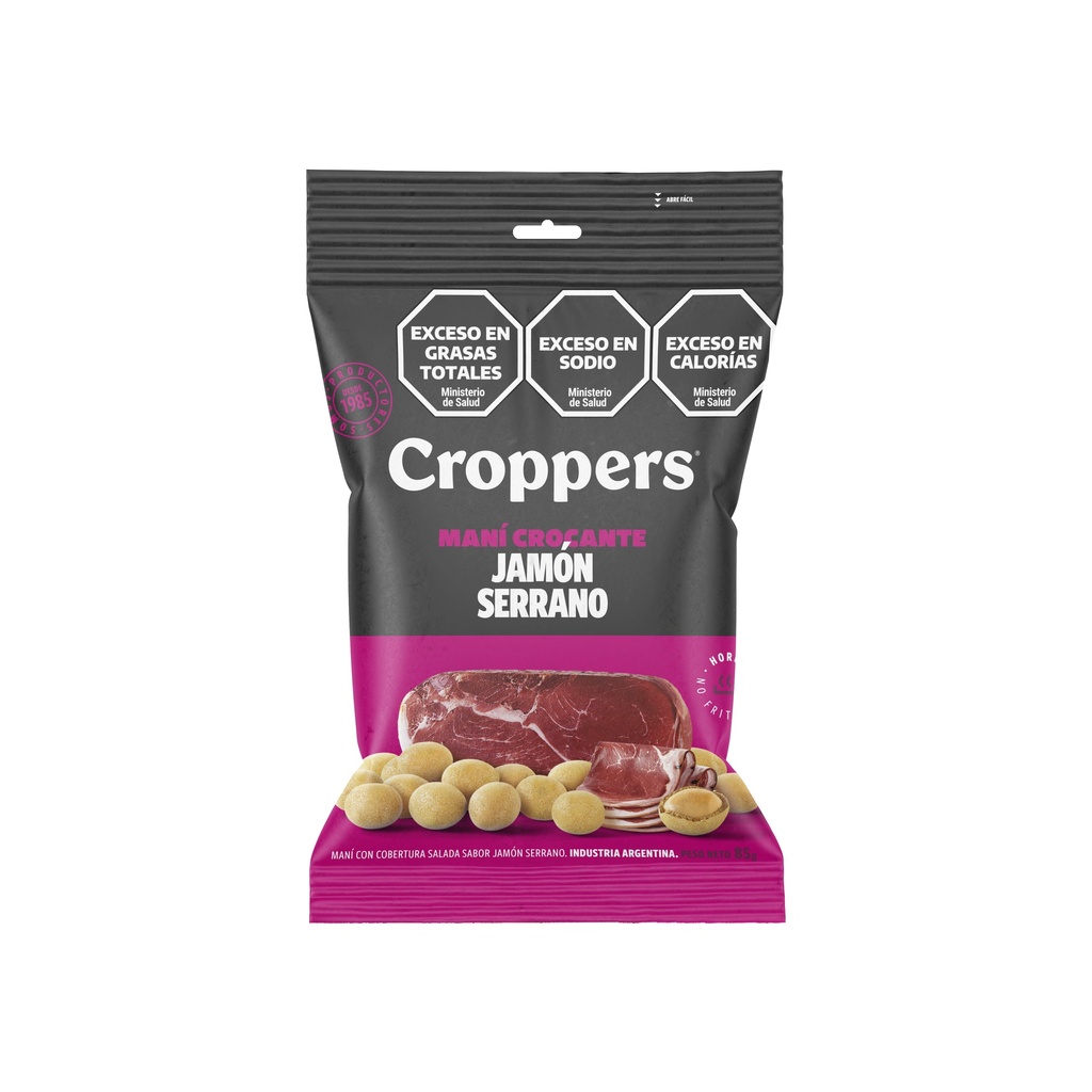 Maní Crocante Sabor Jamón Serrano Croppers x85g (x40)