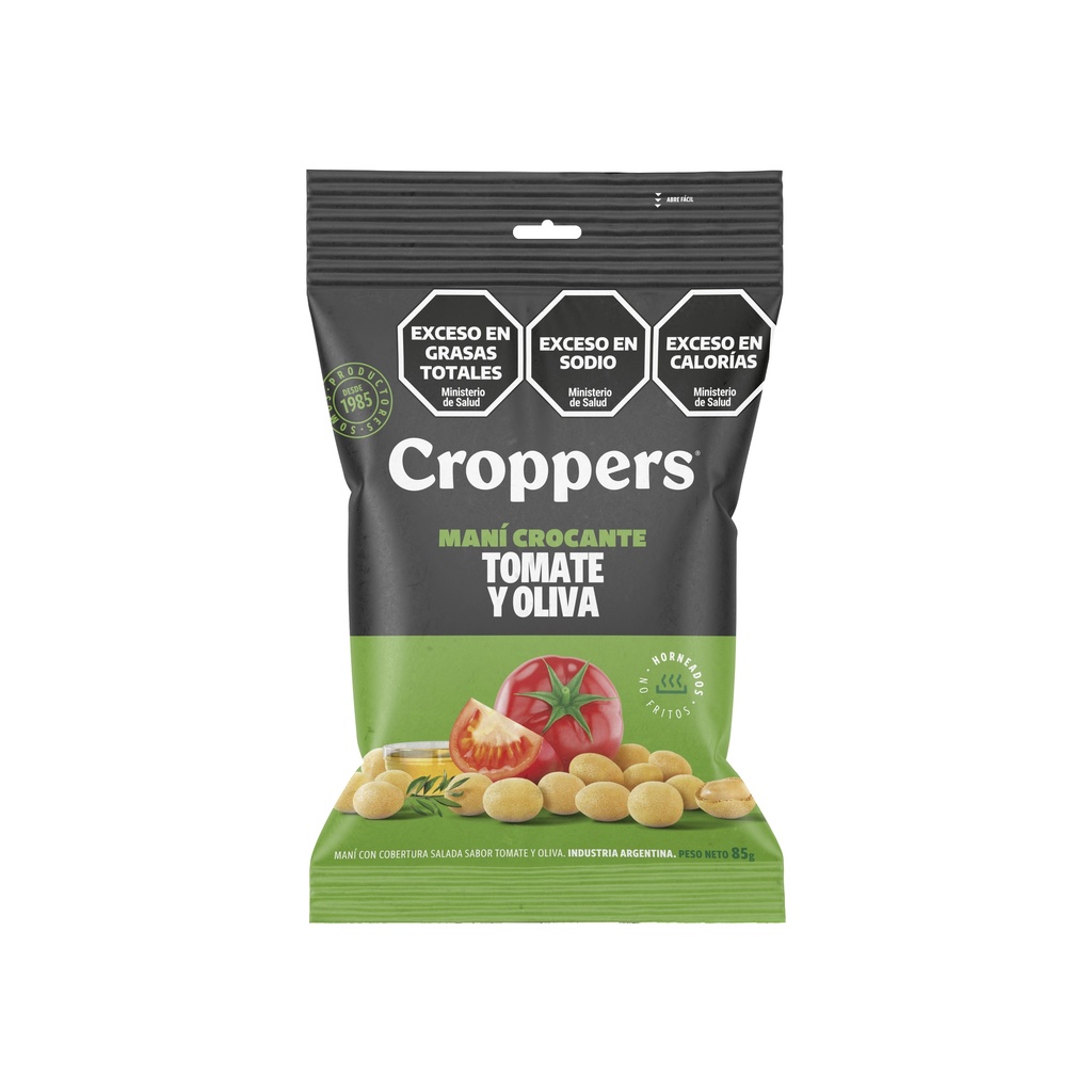 Maní Crocante Sabor Tomate y Oliva Croppers x85g (x40)
