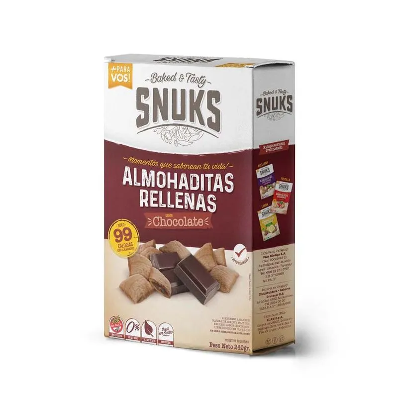 Almohaditas Snuks Rellenas de Chocolate x240g (x12)