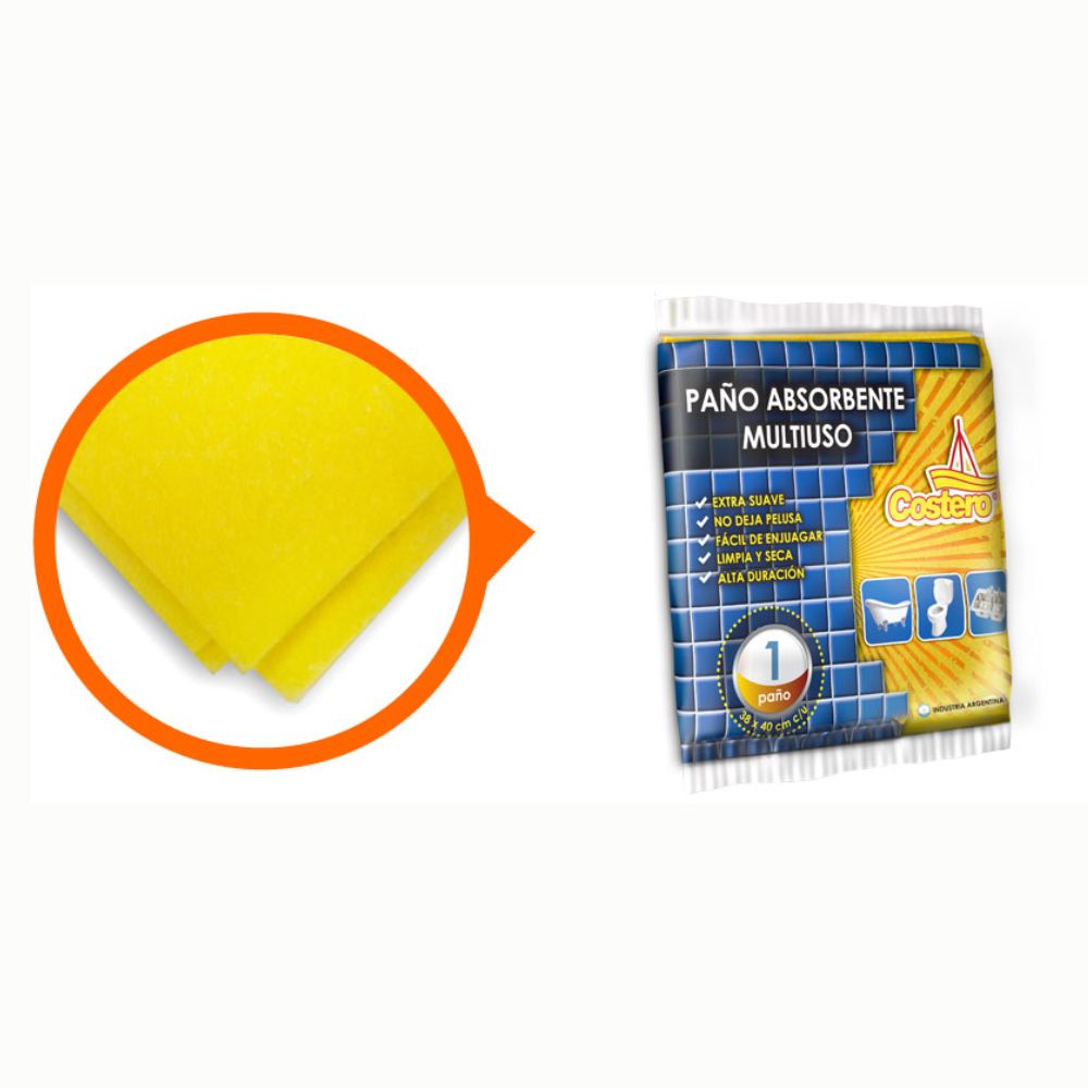 Paño Absorbente Multiuso Amarillo 38x40cm (x60)